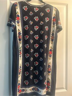 Tory Burch Navy Floral Border Shift Dress